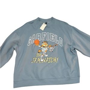 H&M Printed Sweatshirt Light Blue Garfield Print XL